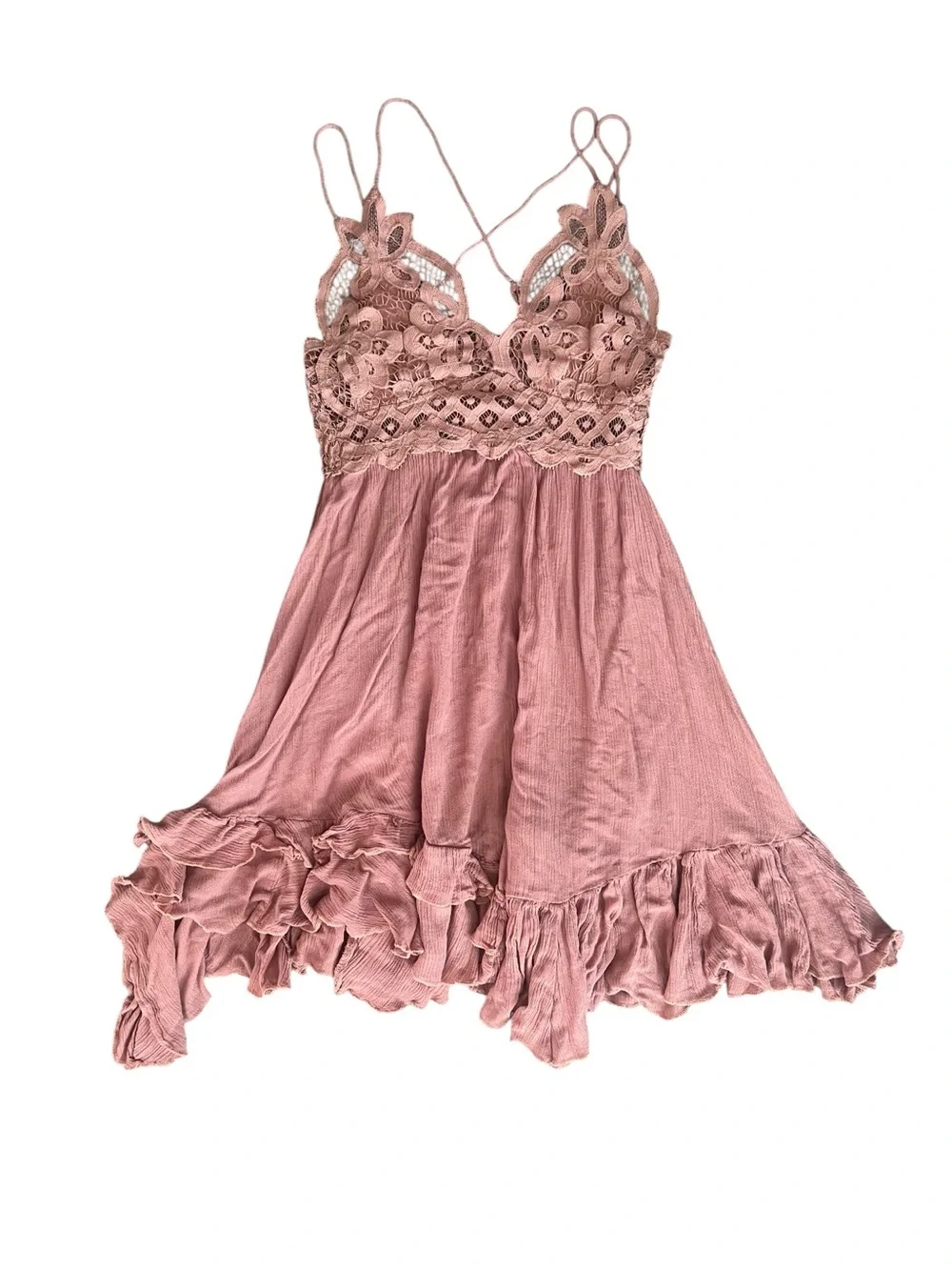 Free People FP One Women’s Adella Slip Lace Mini Dress In Rose Pink Size Small
